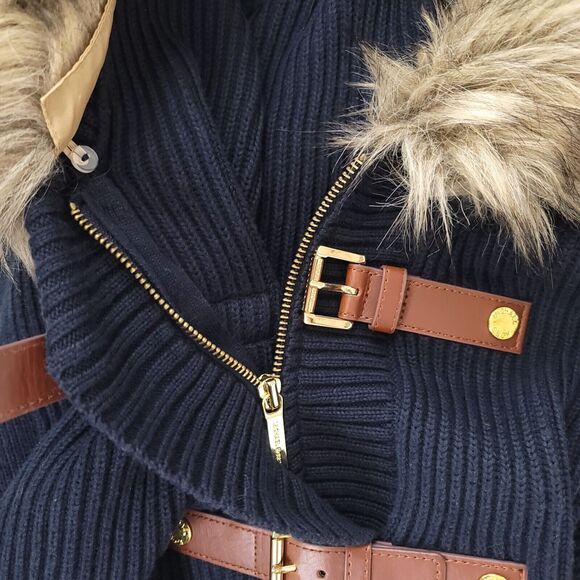 Michael Kors Vest Womens Small Faux Fur Poncho Angora Blend Collared Zip Coat - Picture 4 of 9